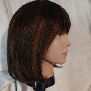 Brown With Bangs 10" Human Hair Wig